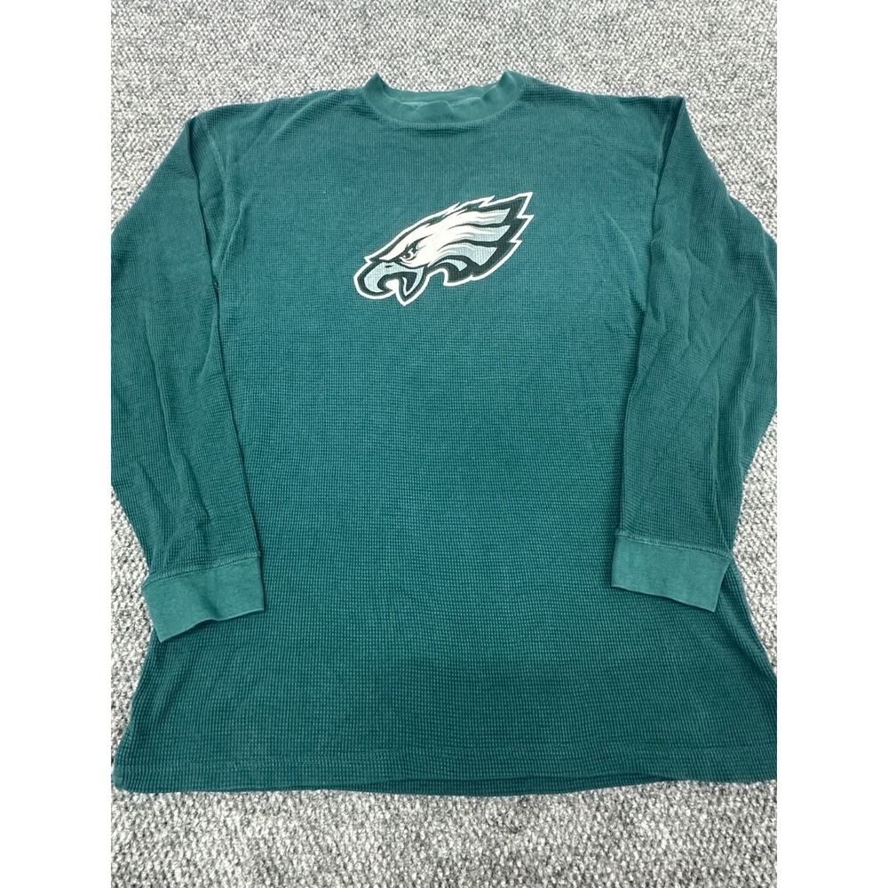 Vintage Philadelphia Eagles Men's XL Green Waffle Knit Thermal Shirt NFL
